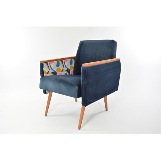 Image 1 of Vintage square armchair Matisse blue 1960