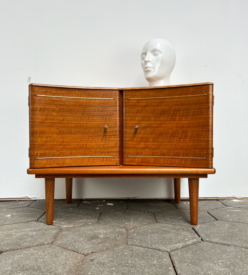 English wooden cabinet with brass decoration, 1960's