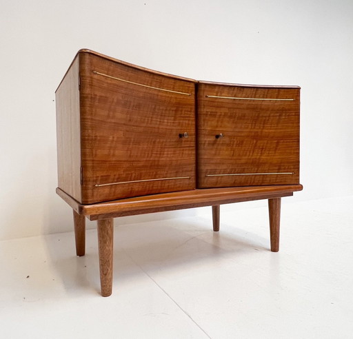 English wooden cabinet with brass decoration, 1960's