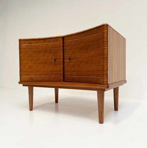 English wooden cabinet with brass decoration, 1960's