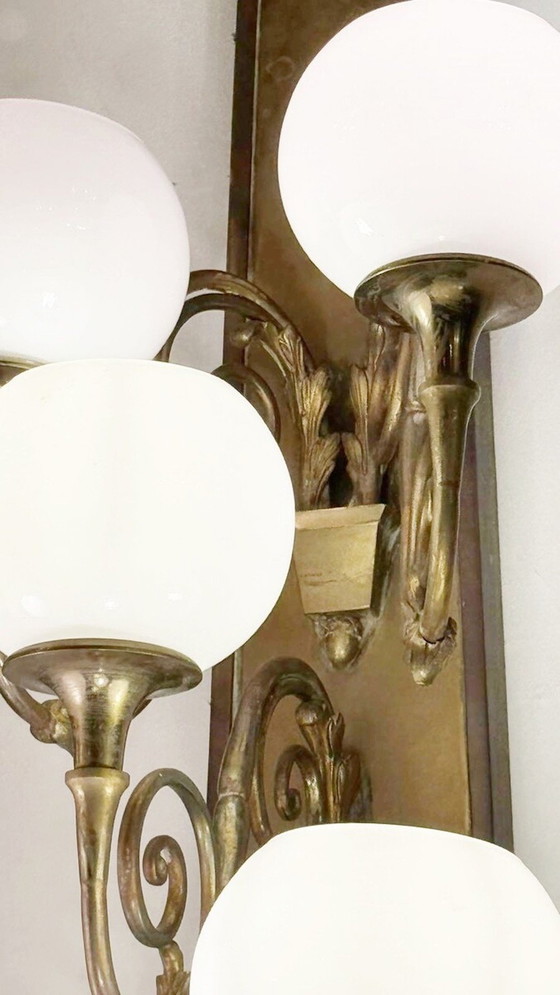 Image 1 of Large Pair Of Bronze Wall Lights, Circa 1920, "Hotel Métropole, Brussels "Flag