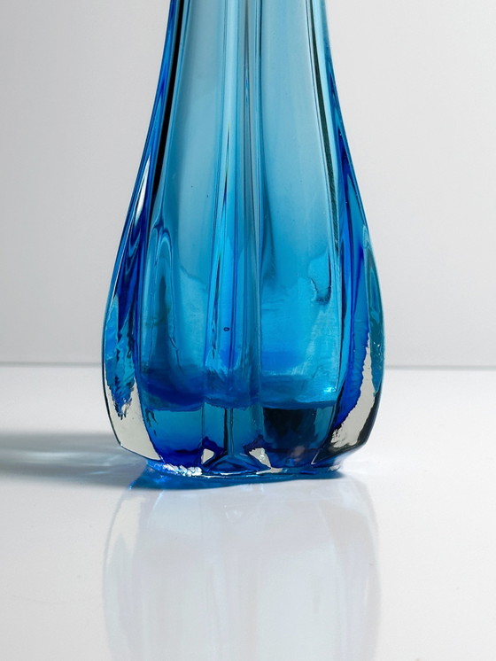 Image 1 of Vintage Zipfel glass vase 70s cobalt blue