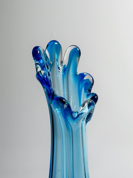 Image 1 of Vintage Zipfel glass vase 70s cobalt blue