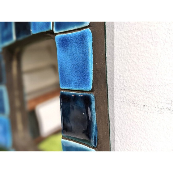 Image 1 of Vintage glazed ceramic wall mirror by Mithé Espelt, 1960