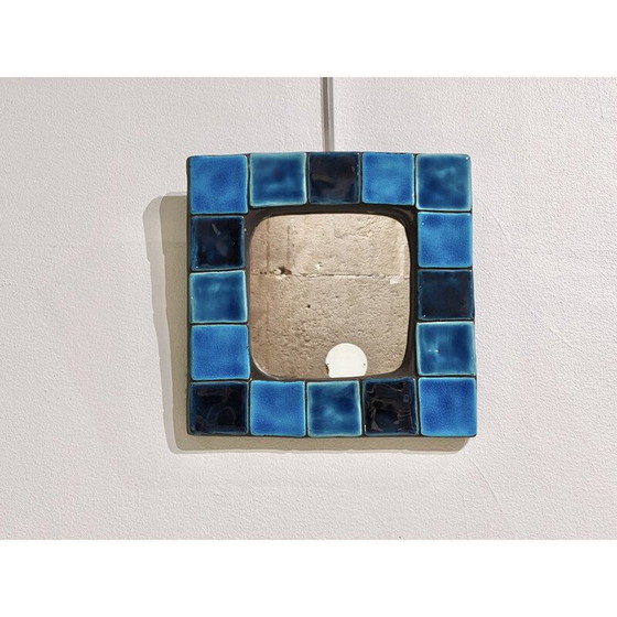 Image 1 of Vintage glazed ceramic wall mirror by Mithé Espelt, 1960