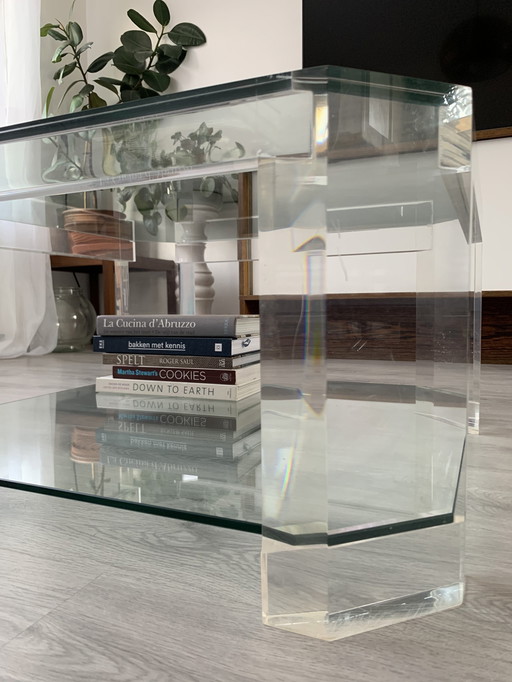 David Lange octagonal Lucite Coffee Table