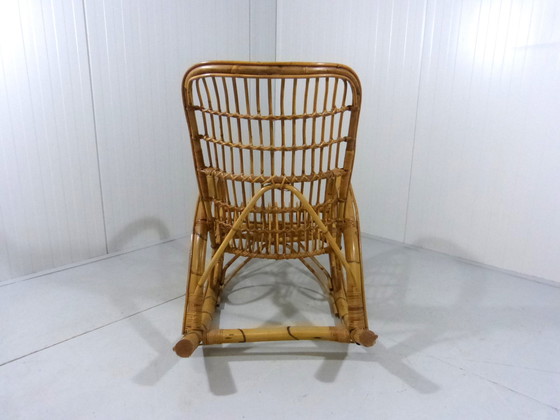 Image 1 of Sedia a dondolo vintage in rattan anni &#39;60