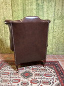 Chesterfield Leather Armchair Queen Anne style English 