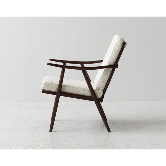 Image 1 of Pair of vintage wood and fabric armchairs for Ton, Czechoslovakia 1960