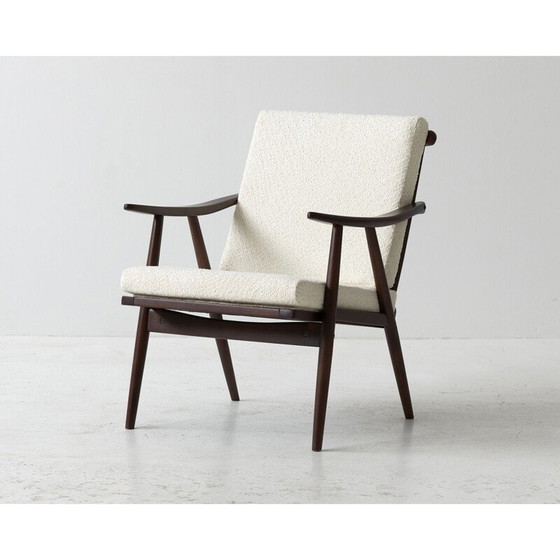 Image 1 of Pair of vintage wood and fabric armchairs for Ton, Czechoslovakia 1960