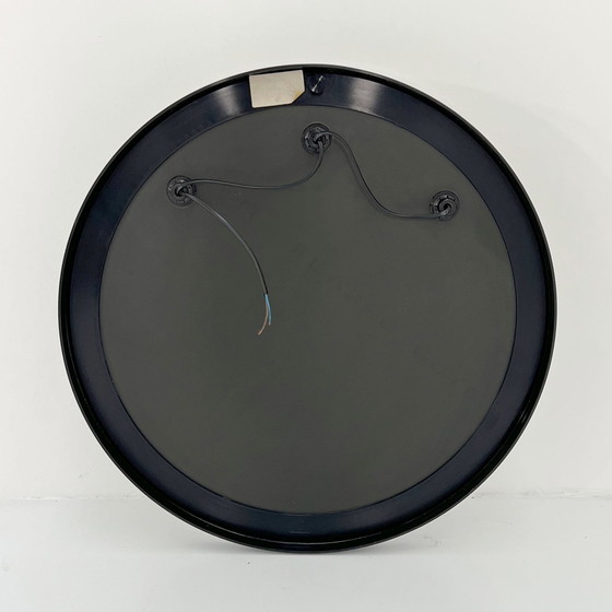 Image 1 of Round Black Vanity Mirror In Metal From Gedy, 1980S