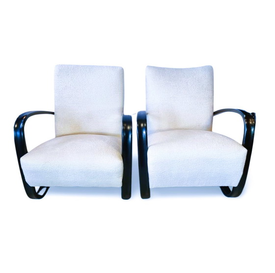 Image 1 of Lot de 2 chaises longues Jindrich halabala H269 Bouclé blanc