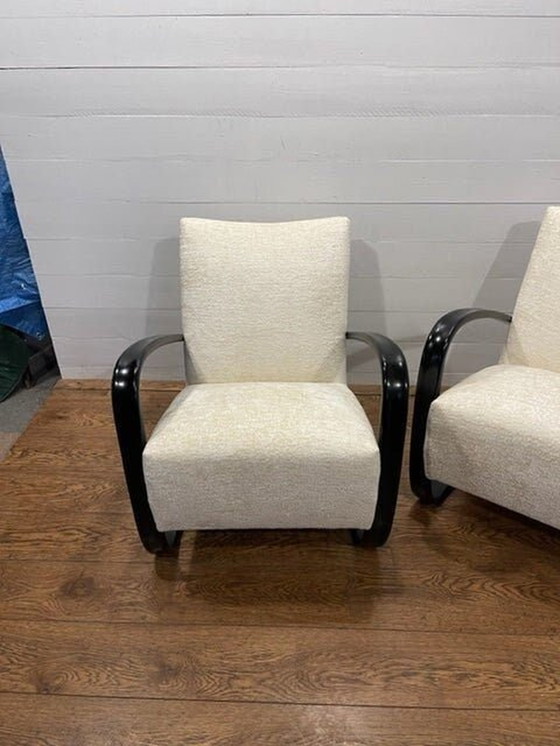 Image 1 of Lot de 2 chaises longues Jindrich halabala H269 Bouclé blanc