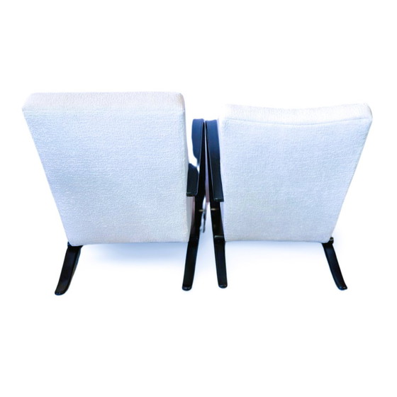 Image 1 of Lot de 2 chaises longues Jindrich halabala H269 Bouclé blanc