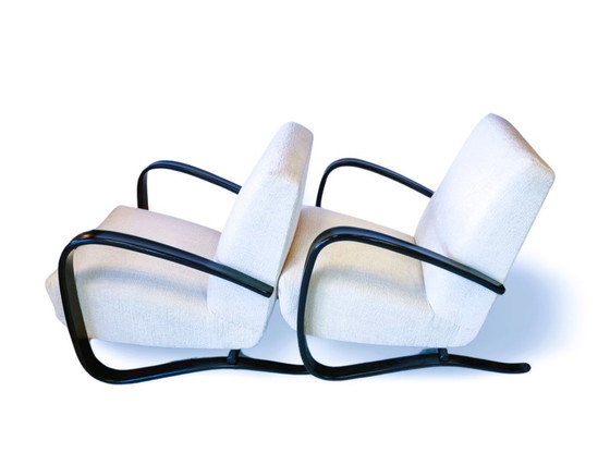 Image 1 of Lot de 2 chaises longues Jindrich halabala H269 Bouclé blanc