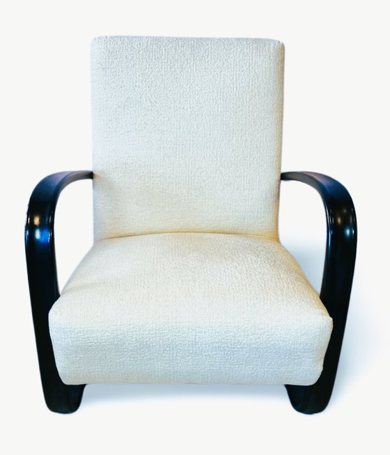 Image 1 of Set of 2 Jindrich halabala H269 Lounge chairs white bouclÃ©