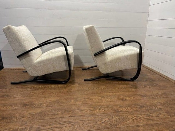 Image 1 of Lot de 2 chaises longues Jindrich halabala H269 Bouclé blanc