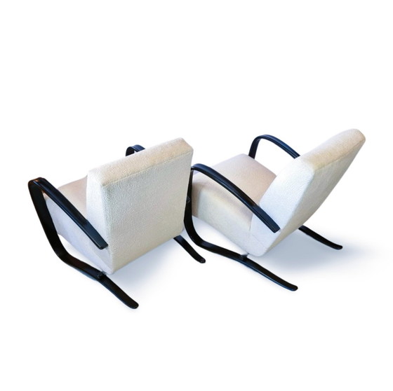 Image 1 of Set of 2 Jindrich halabala H269 Lounge chairs white bouclÃ©