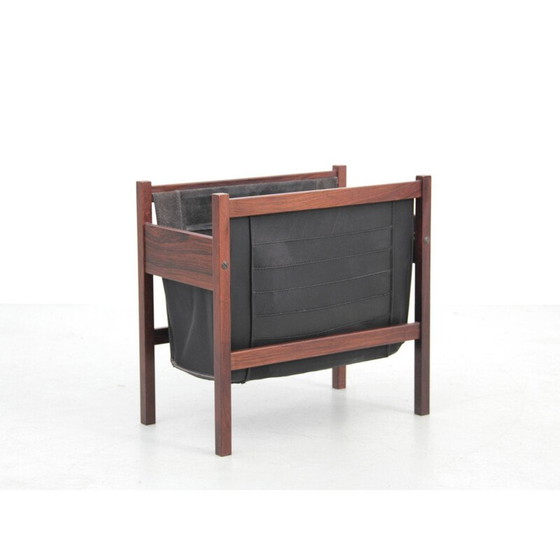 Image 1 of Vintage magazine rack in Rio rosewood and leather