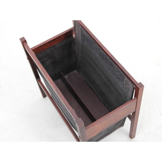 Image 1 of Vintage magazine rack in Rio rosewood and leather