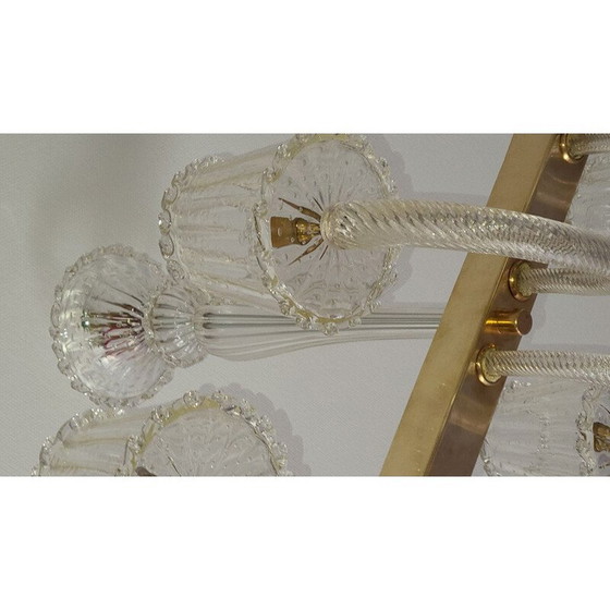 Image 1 of Vintage glass and brass chandelier by Barovier, 1950