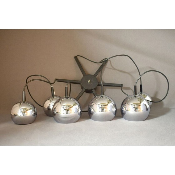 Image 1 of Lampadario vintage con 6 cascate cromate, 1970