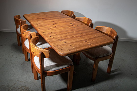 Image 1 of Danish Pine And Boucle Dining Room Set