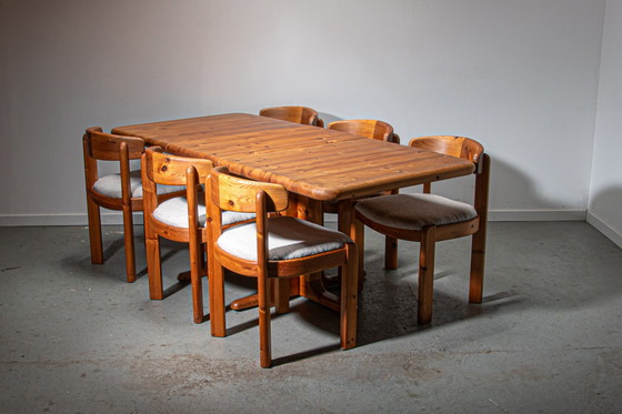 Image 1 of Danish Pine And Boucle Dining Room Set