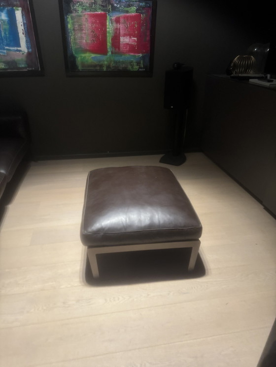 Image 1 of Sofa And Footstool Flexform Steellife In Brown Leather.