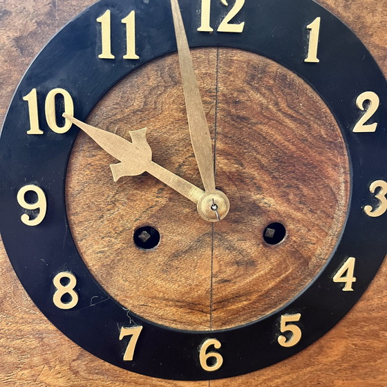 Image 1 of Wind-Up Art Deco Mantel Clock, Walnut, Germany, 1920S