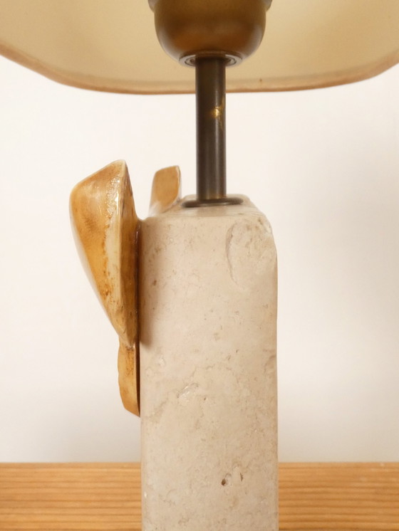 Image 1 of  Travertine "Owl" Table Lamp