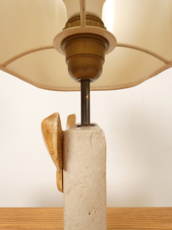 Image 1 of  Travertine "Owl" Table Lamp