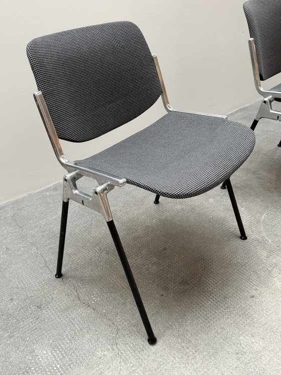 Image 1 of Giacomo Pirelli For Anonima Castelli Dc 106 Stacking Chairs Aluminum Pepita Houndstooth Pattern