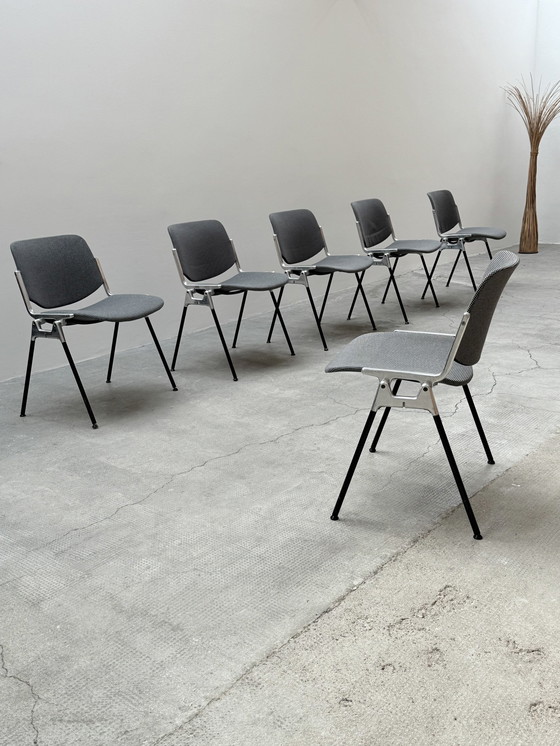 Image 1 of Giacomo Pirelli For Anonima Castelli Dc 106 Stacking Chairs Aluminum Pepita Houndstooth Pattern