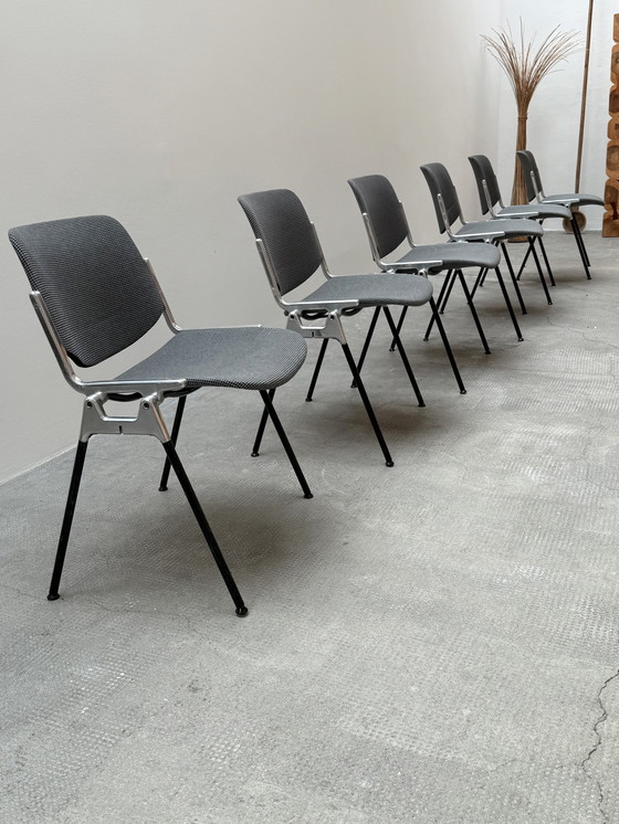 Image 1 of Giacomo Pirelli For Anonima Castelli Dc 106 Stacking Chairs Aluminum Pepita Houndstooth Pattern