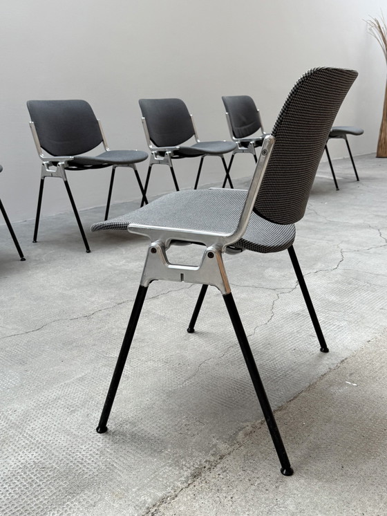 Image 1 of Giacomo Pirelli For Anonima Castelli Dc 106 Stacking Chairs Aluminum Pepita Houndstooth Pattern