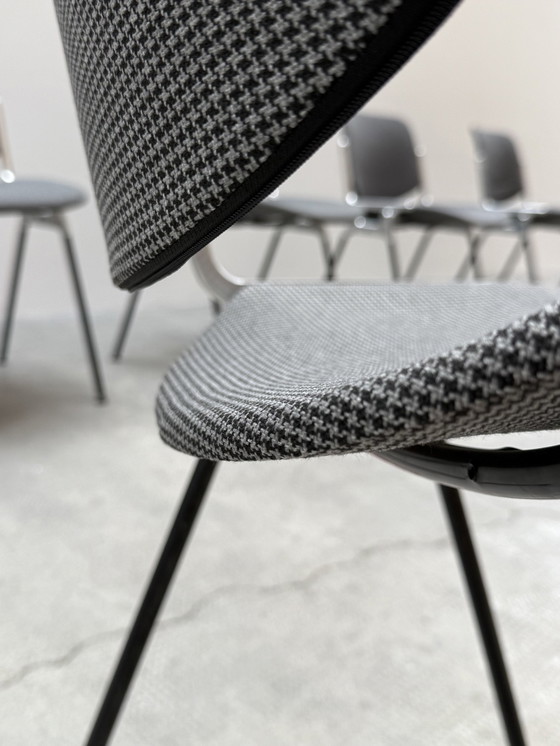 Image 1 of Giacomo Pirelli For Anonima Castelli Dc 106 Stacking Chairs Aluminum Pepita Houndstooth Pattern