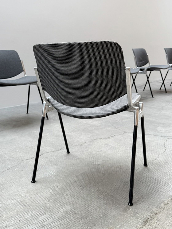 Image 1 of Giacomo Pirelli For Anonima Castelli Dc 106 Stacking Chairs Aluminum Pepita Houndstooth Pattern