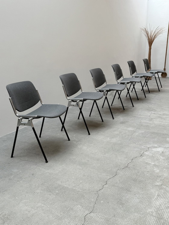 Image 1 of Giacomo Pirelli For Anonima Castelli Dc 106 Stacking Chairs Aluminum Pepita Houndstooth Pattern