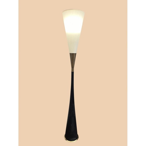 Image 1 of Vintage "Diabolo" floor lamp in wood and brass, 1960
