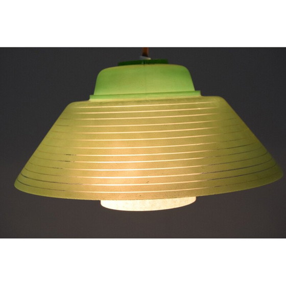Image 1 of Vintage glass and plastic pendant lamp, Czechoslovakia 1960