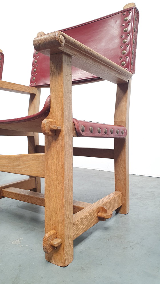 Image 1 of brutalist vintage solid oak chair arts & crafts