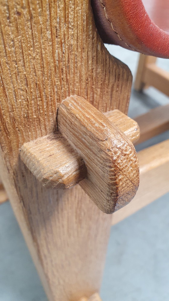 Image 1 of brutalist vintage solid oak chair arts & crafts