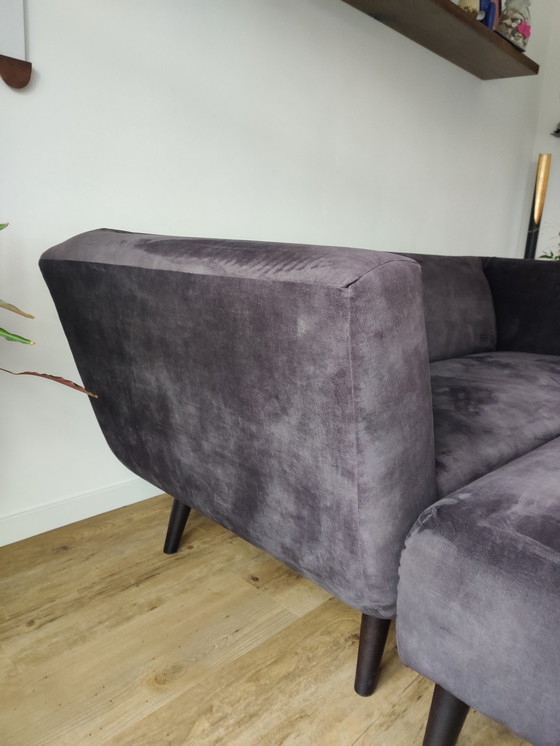 Image 1 of Velvet Sofa With Hocker