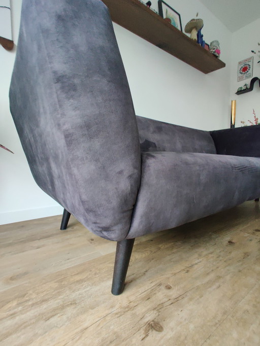 Velvet Sofa With Hocker