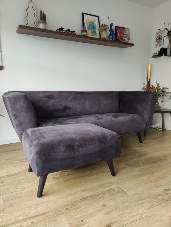 Image 1 of Velvet Sofa With Hocker