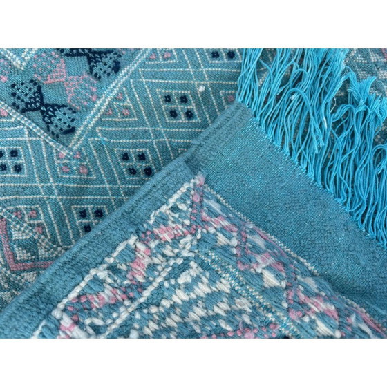 Image 1 of Vintage blue green wool Kilim rug, 1970