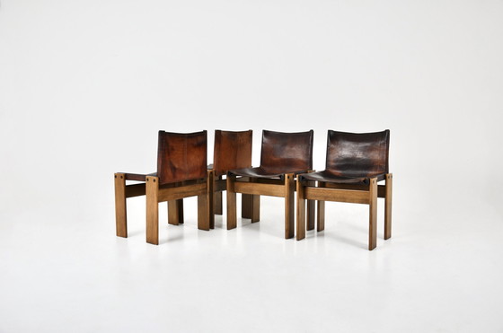 Image 1 of Chaises de salle à manger Monk par Afra & Tobia Scarpa pour Molteni, 1970, ensemble de 4