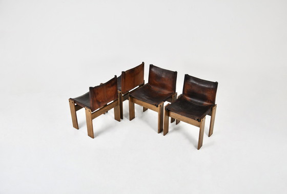 Image 1 of Chaises de salle à manger Monk par Afra & Tobia Scarpa pour Molteni, 1970, ensemble de 4