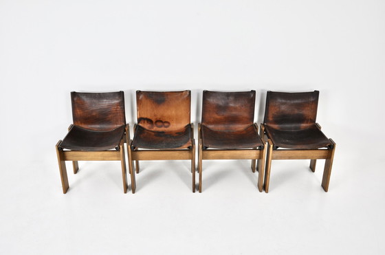 Image 1 of Chaises de salle à manger Monk par Afra & Tobia Scarpa pour Molteni, 1970, ensemble de 4